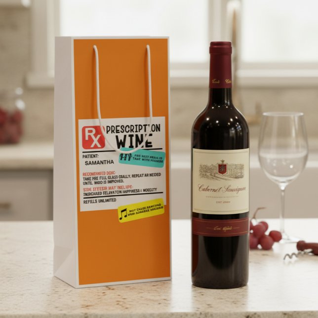 Funny Prescription Wine Warning Label Personalized Wine Gift Bag (Creator Uploaded)