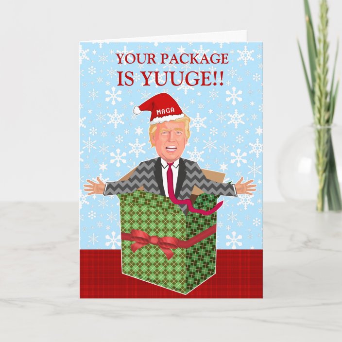 Funny President Donald Trump Christmas Package Holiday Card Zazzle Com