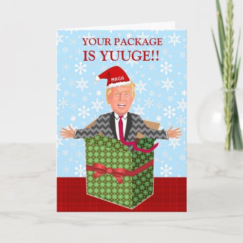 Funny President Donald Trump Christmas Package Holiday Card