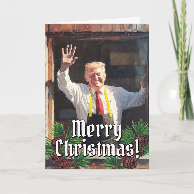 Funny President Donald Trump Fast Food Christmas Holiday Card (Front)