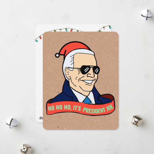 Funny President Joe Biden Christmas Greeting Card (Front/Back In Situ)