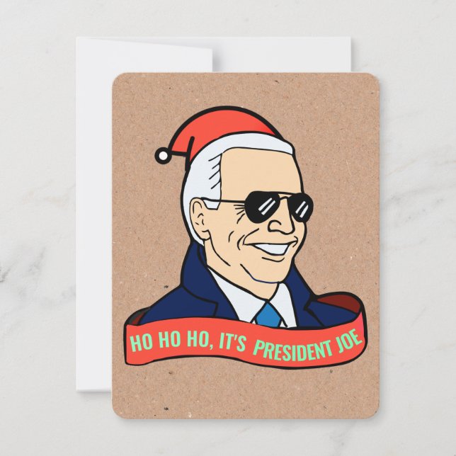 Funny President Joe Biden Christmas Greeting Card (Front)