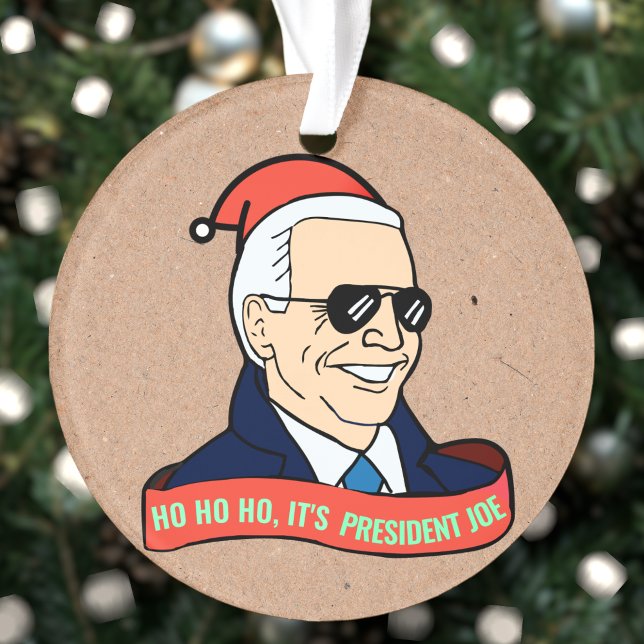 Funny President Joe Biden in Sunglasses Christmas Ornament (Creator Uploaded)