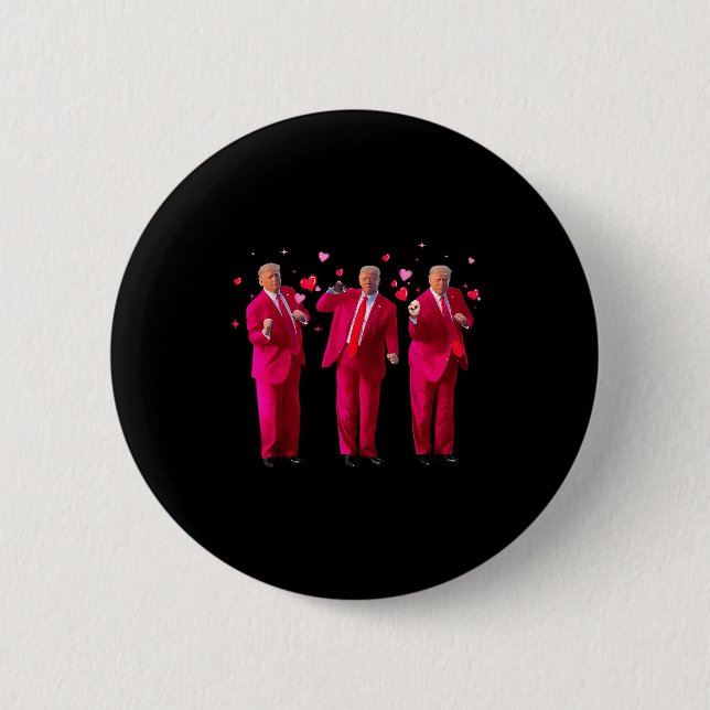 Funny President Trump Dancing Donald Trump Heart V Button (Front)