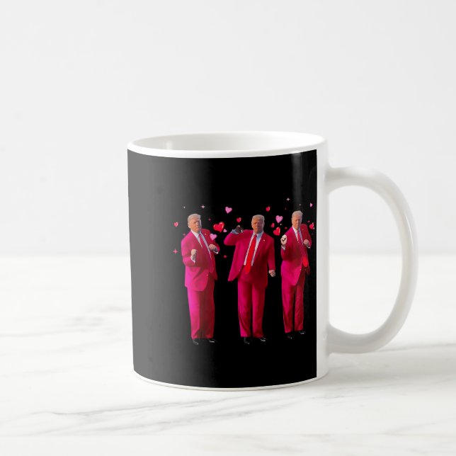 Funny President Trump Dancing Donald Trump Heart V Coffee Mug (Right)