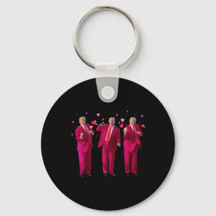 Funny President Trump Dancing Donald Trump Heart V Keychain