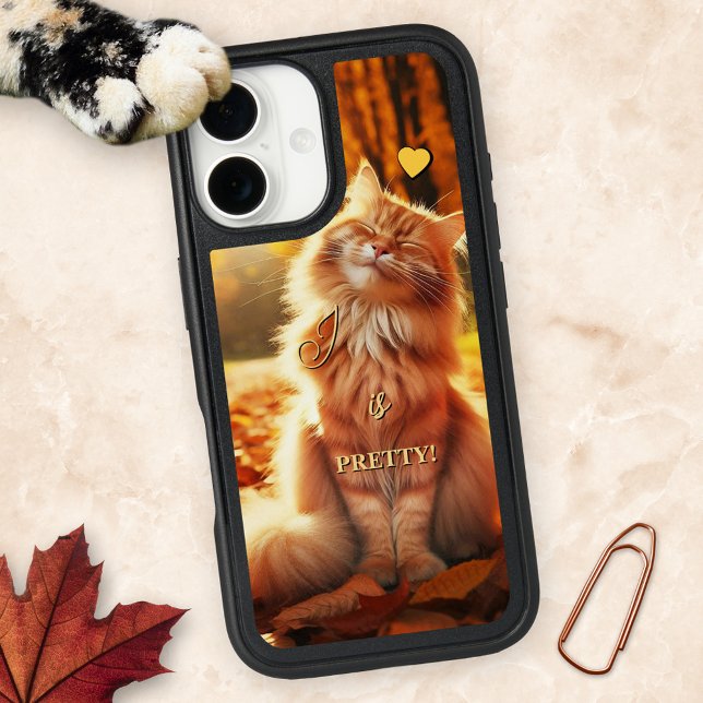 Funny Pretty Ginger Cat Fall Phone Case (Phone case featuring a painting of a funny ginger cat basking in the autumn sun)