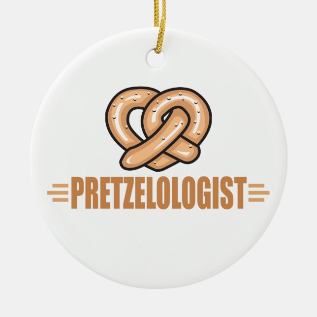Funny Pretzel Lover Ceramic Ornament (Front)