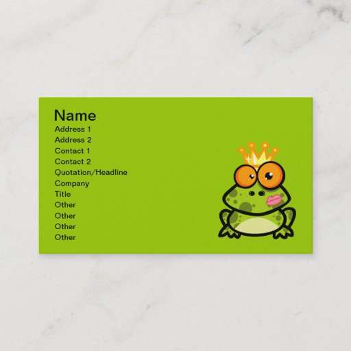 Customizable FUNNY PRINCE FROG CARTOON bulgy eyeballs crown Business Cards