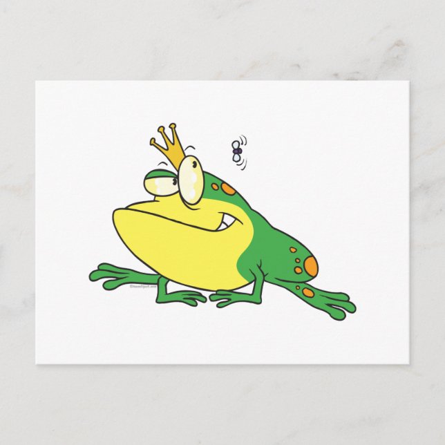 funny prince frog eyeing fly animal cartoon postcard (Front)