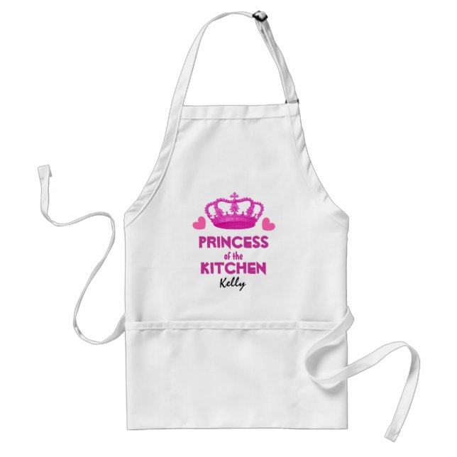 Funny Princess of the Kitchen Crown Custom Name A8 Adult Apron (Front)