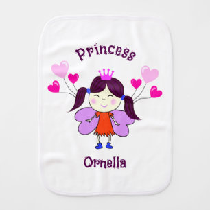 Funny princess with balloons baby burp cloth