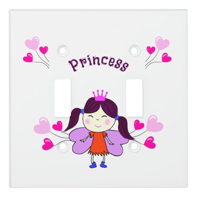 Funny princess with balloons light switch cover (Front)