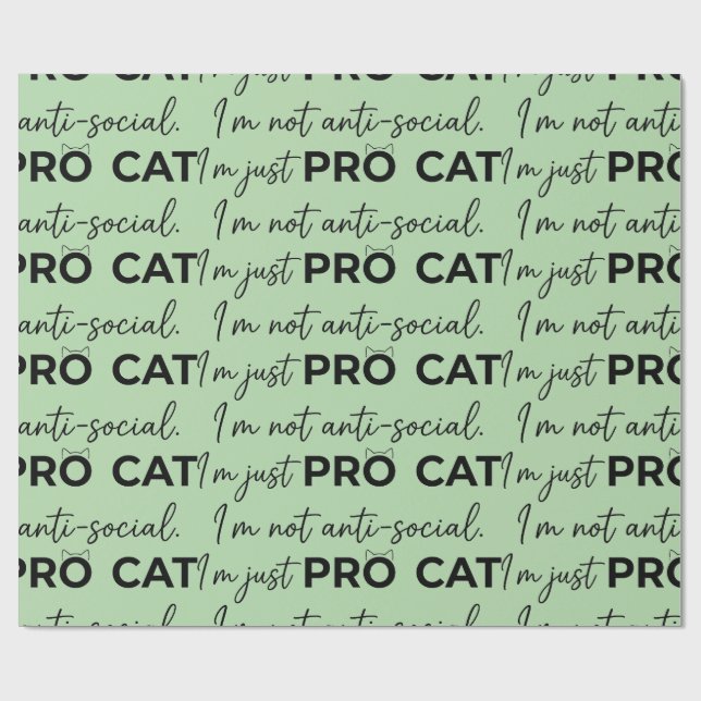 Funny Pro Cat Anti-Social Introvert  Wrapping Paper (Flat)