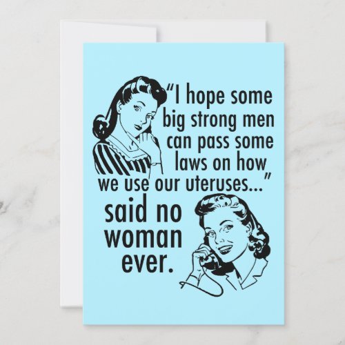 Funny Pro Choice Feminist Political Cartoon Card 