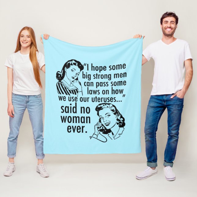 Funny Pro Choice Retro Feminist Political Cartoon Fleece Blanket (In Situ)