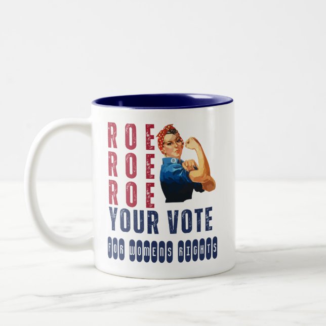 Funny Pro Choice Retro Feminist Political Cartoon  Two-Tone Coffee Mug (Left)