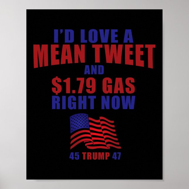 Funny Pro Trump Supporter Id Love A Mean Tweet Gas Poster (Front)