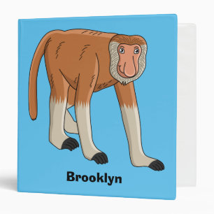 Funny proboscis monkey cartoon illustration 3 ring binder