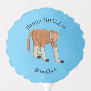 Funny proboscis monkey cartoon illustration balloon