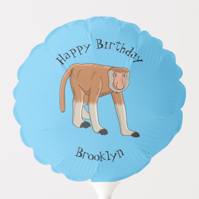 Funny proboscis monkey cartoon illustration balloon (Front)