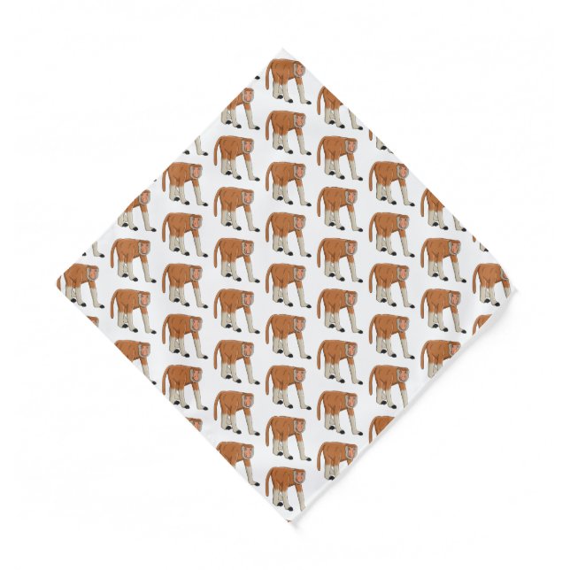Funny proboscis monkey cartoon illustration bandana (Front)