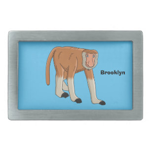 Funny proboscis monkey cartoon illustration belt buckle