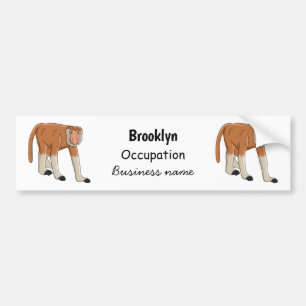 Funny proboscis monkey cartoon illustration bumper sticker