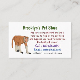 Funny proboscis monkey cartoon illustration business card