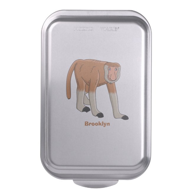 Funny proboscis monkey cartoon illustration  cake pan (Front Vertical)