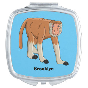 Funny proboscis monkey cartoon illustration compact mirror