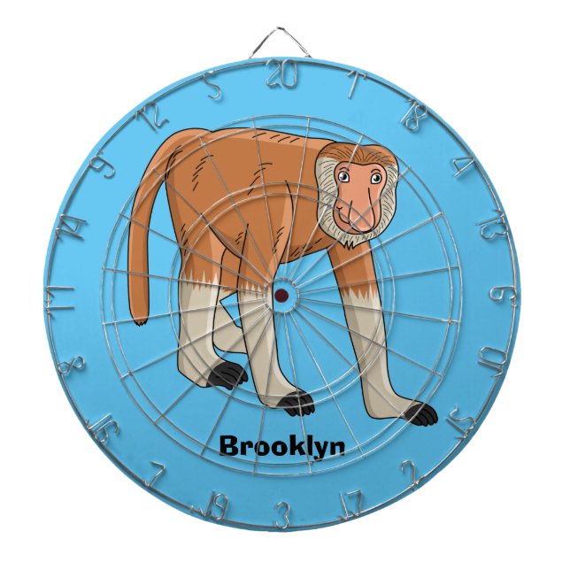 Funny proboscis monkey cartoon illustration dart board (Front)