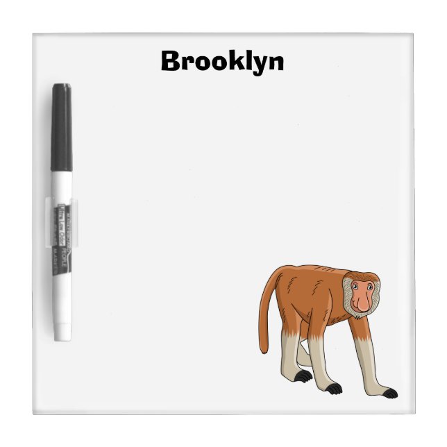 Funny proboscis monkey cartoon illustration dry erase board (Front)
