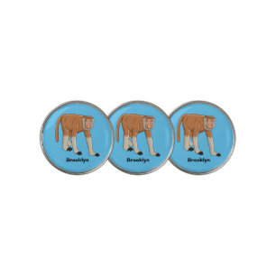 Funny proboscis monkey cartoon illustration golf ball marker