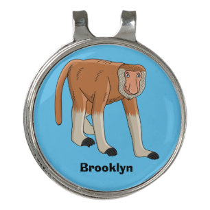 Funny proboscis monkey cartoon illustration golf hat clip