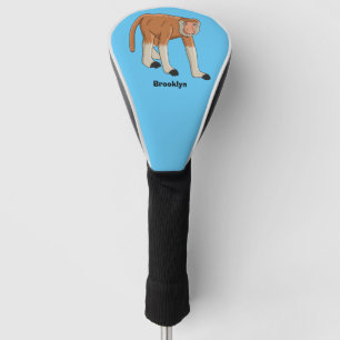 Funny proboscis monkey cartoon illustration golf head cover