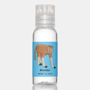 Funny proboscis monkey cartoon illustration hand sanitizer