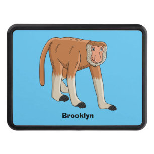 Funny proboscis monkey cartoon illustration hitch cover