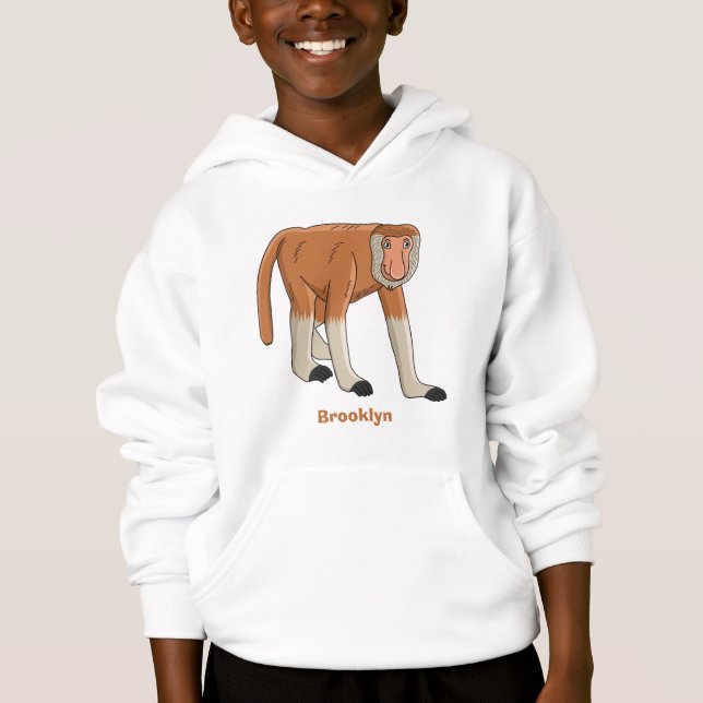 Funny proboscis monkey cartoon illustration hoodie (Front)