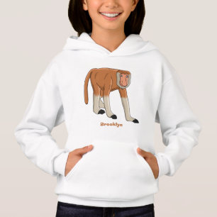Funny proboscis monkey cartoon illustration hoodie