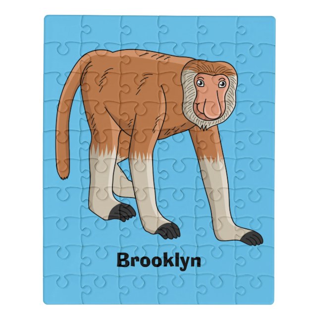 Funny proboscis monkey cartoon illustration jigsaw puzzle (Puzzle Vertical)