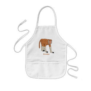 Funny proboscis monkey cartoon illustration kids' apron