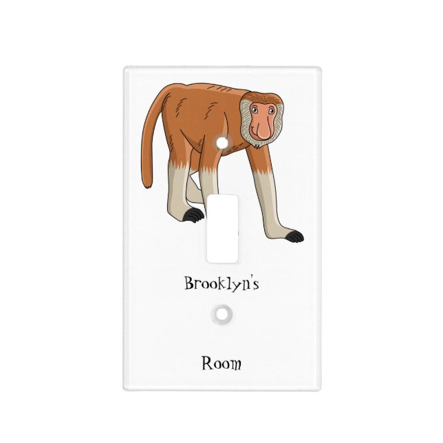 Funny proboscis monkey cartoon illustration light switch cover (Front)