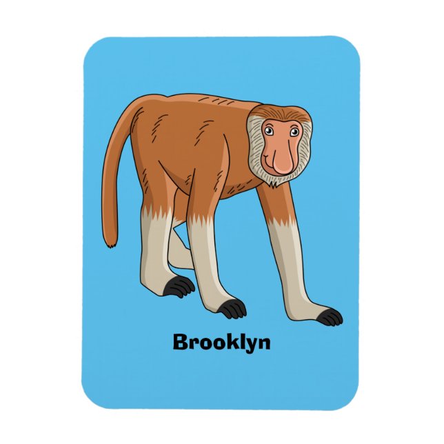 Funny proboscis monkey cartoon illustration magnet (Vertical)