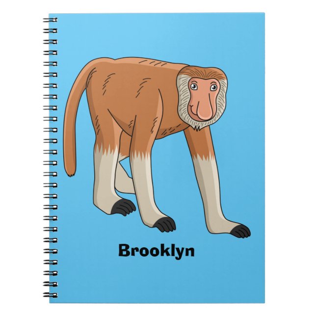 Funny proboscis monkey cartoon illustration notebook (Front)