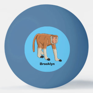 Funny proboscis monkey cartoon illustration ping pong ball