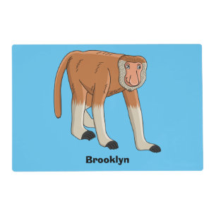 Funny proboscis monkey cartoon illustration  placemat