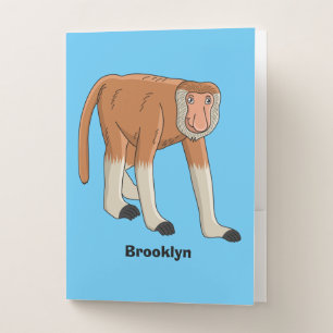Funny proboscis monkey cartoon illustration pocket folder