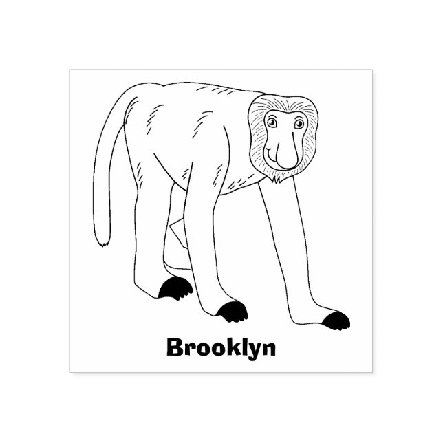 Funny proboscis monkey cartoon illustration rubber stamp (Imprint)