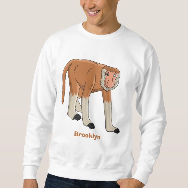 Funny proboscis monkey cartoon illustration  sweatshirt (Front)